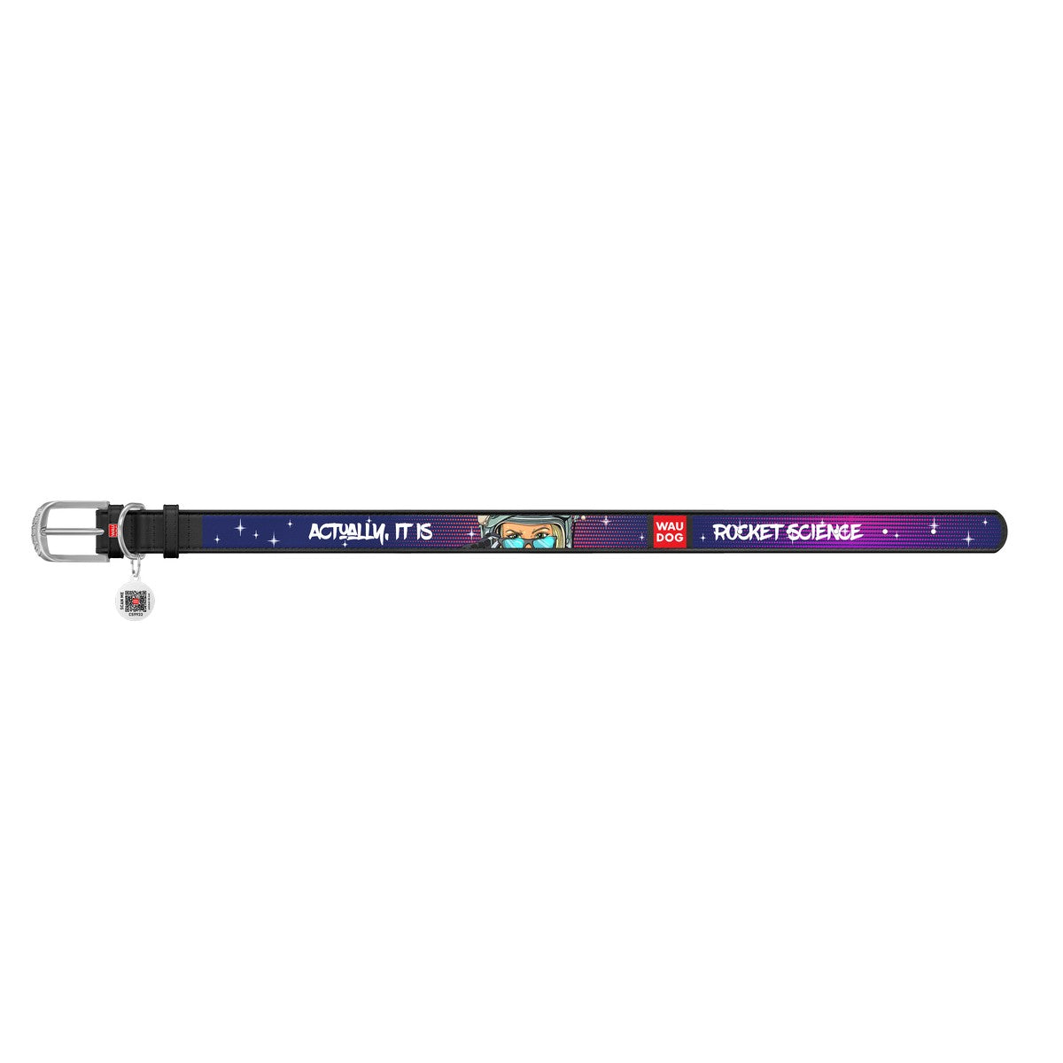 WAUDOG L Design pattern dog collar with QR passport 38 to 49 in 2.5 cm