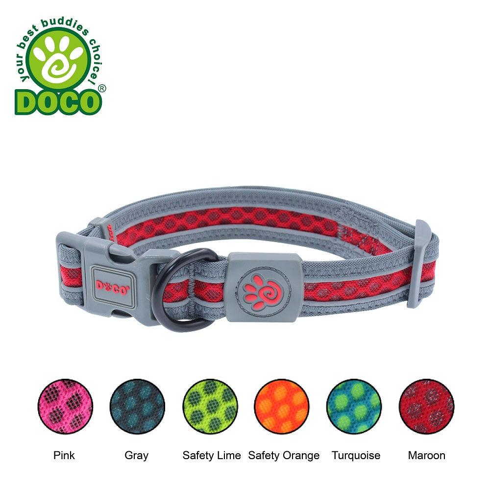 DOCO Large Green and Blue Reflective Mesh Dog Collar 42 to 66 in 3.2 cm