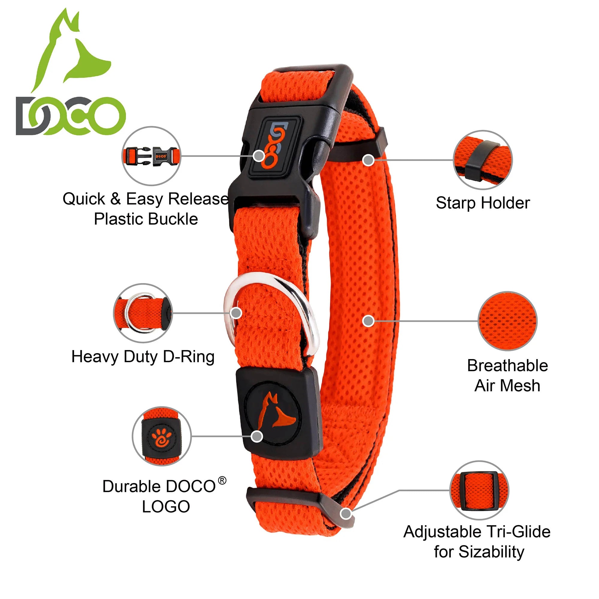 DOCO Large Black Mesh Dog Collar 46 to 66 in 3.2cm