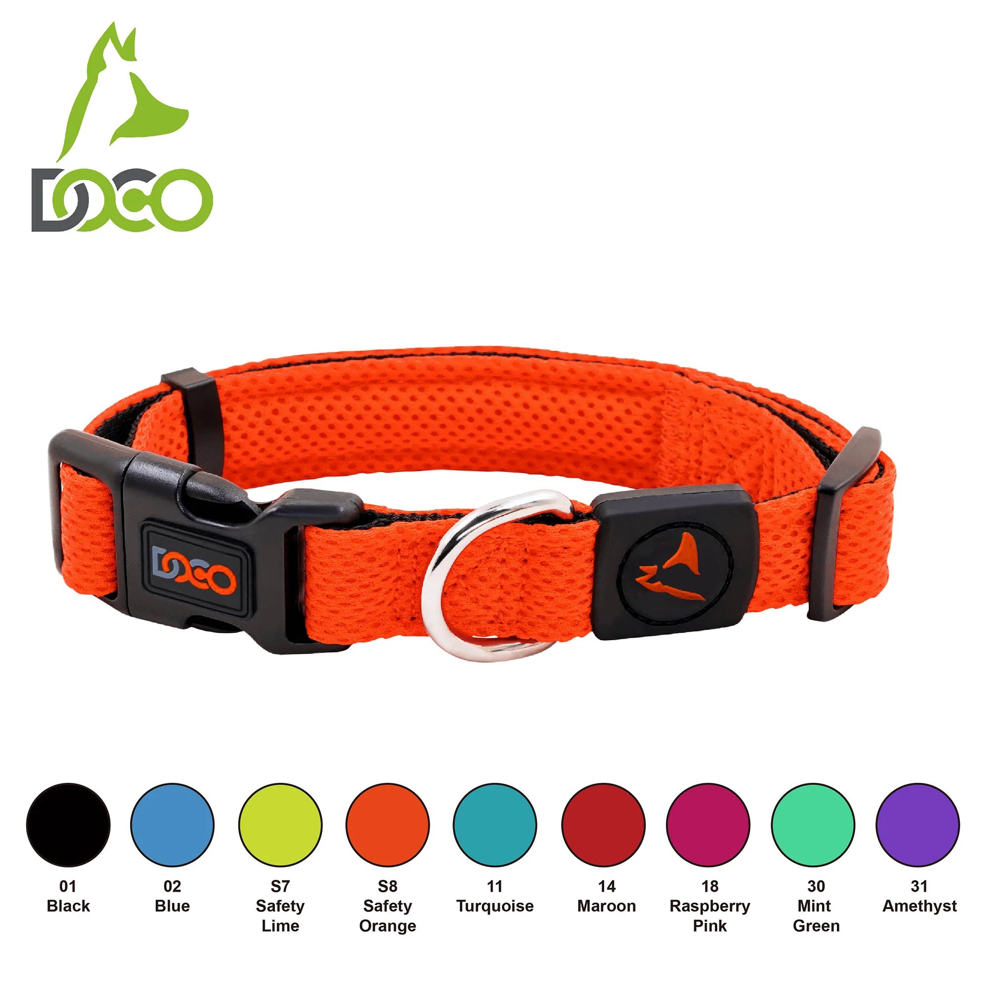 DOCO Large Black Mesh Dog Collar 46 to 66 in 3.2cm