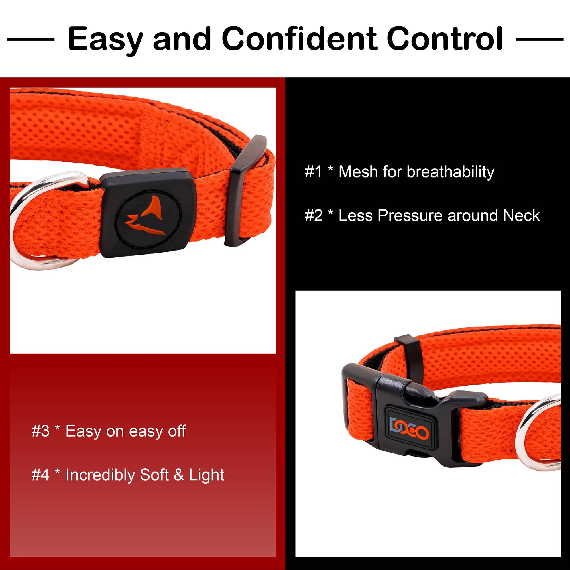DOCO Large Black Mesh Dog Collar 46 to 66 in 3.2cm