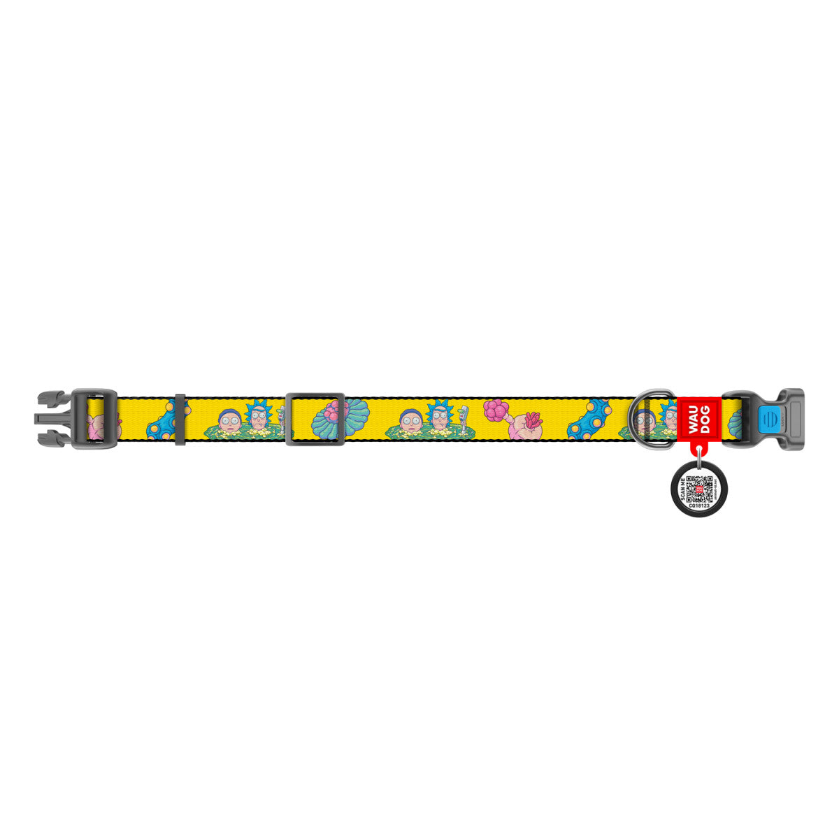 WauDog L Nylon dog collar Rick and Morty Print 31 to 49 in 2.5cm