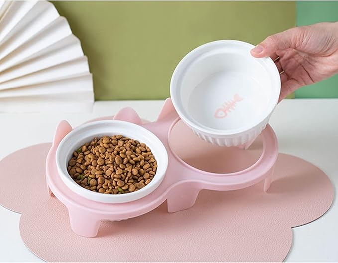 2 bowl water and food For Cat