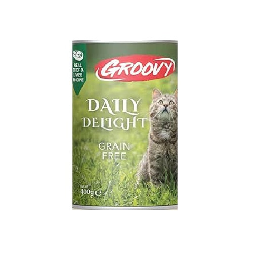 طعام القطط الرطب اليومي جروفي ديلايت مع لحم البقر والكبد 400 غرام