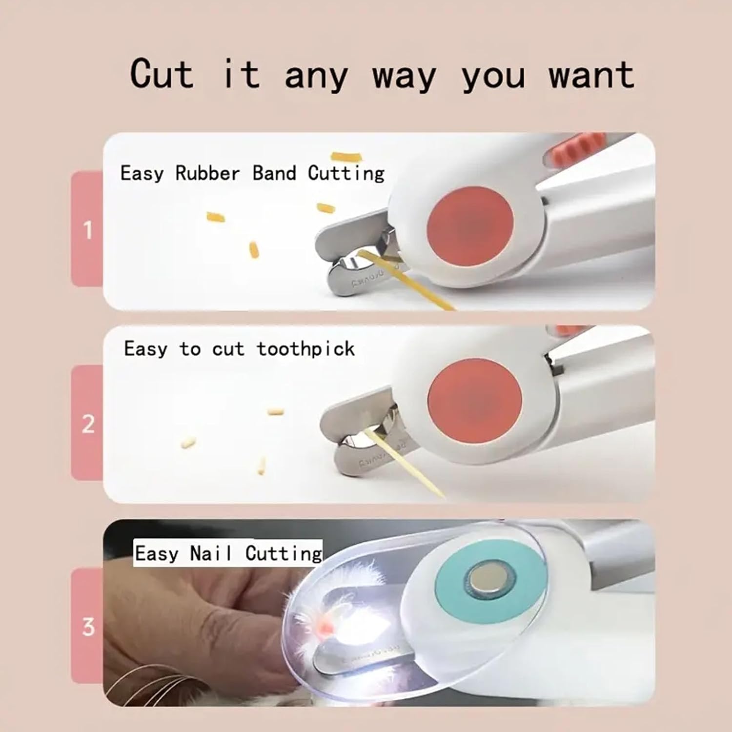 مقص أظافر الحيوانات الأليفة مع مبرد باللون الأبيض