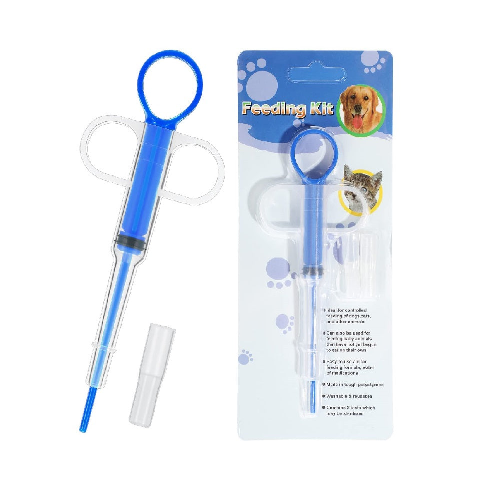 Pill gun rotating hand feeder for pets