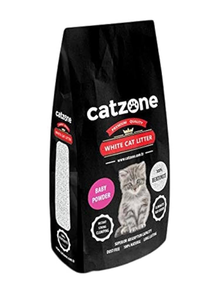 Catzone White Bentonite Clumping Cat Litter Baby Powder Scent 10 kg