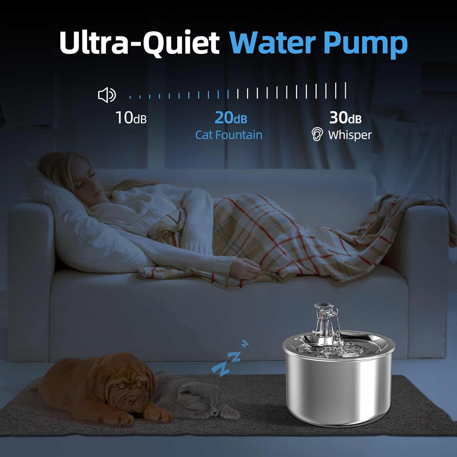 Pet Stainless Steel Automatic Water Fountain, 2L