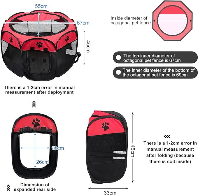 Pet playpen for small dogs cats, foldable dog kennel small