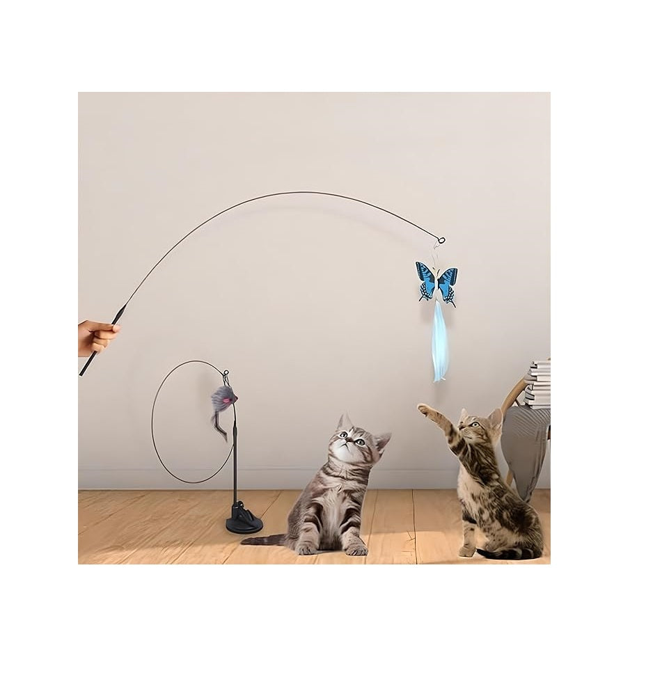 Feather Wand Cat Toy with Suction