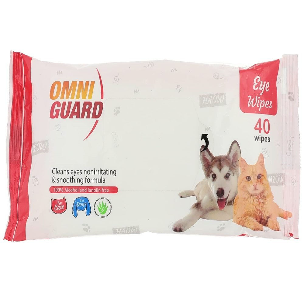 مناديل تنظيف العيون للحيوانات الأليفة من Omni Guard، 40 منديلًا