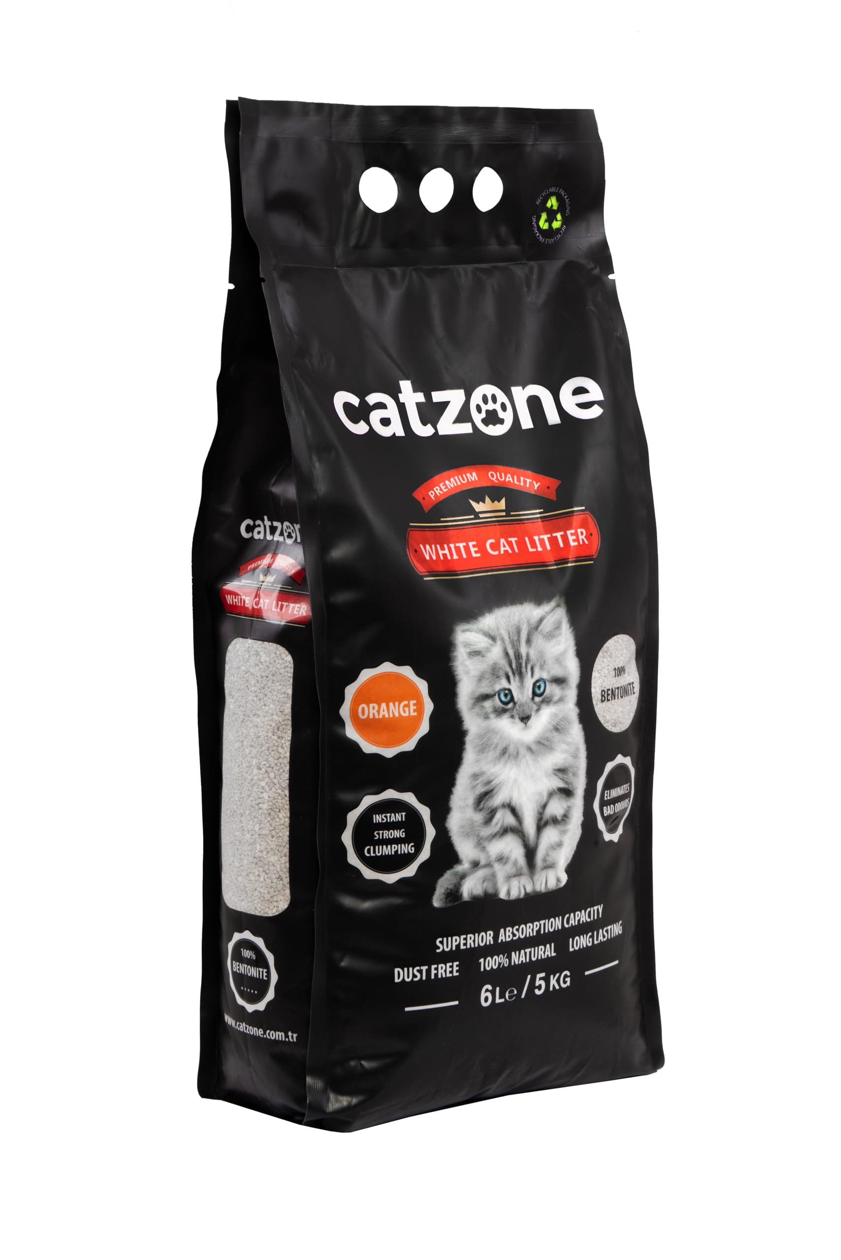Catzone White Bentonite Clumping Cat Litter Orange Scent 10 kg
