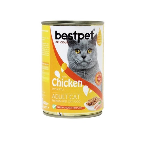 Bestpet Wet Food Chunks with Chicken in Jelly for Sterilized Adult Cats 400 gr