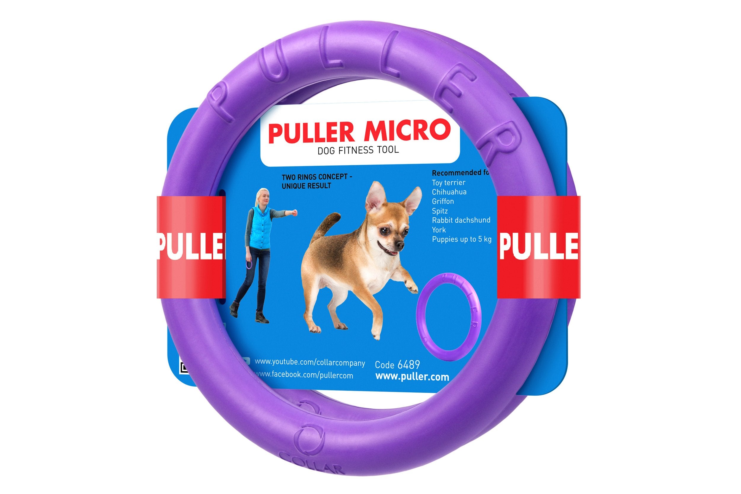 Puller Micro Purple Fitness Ring Fetch Toy for Small Breed Dogs and Puppies