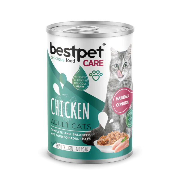 Bestpet Wet Food Chunks with Chicken in Jelly for hairball Adult Cats 400 gr