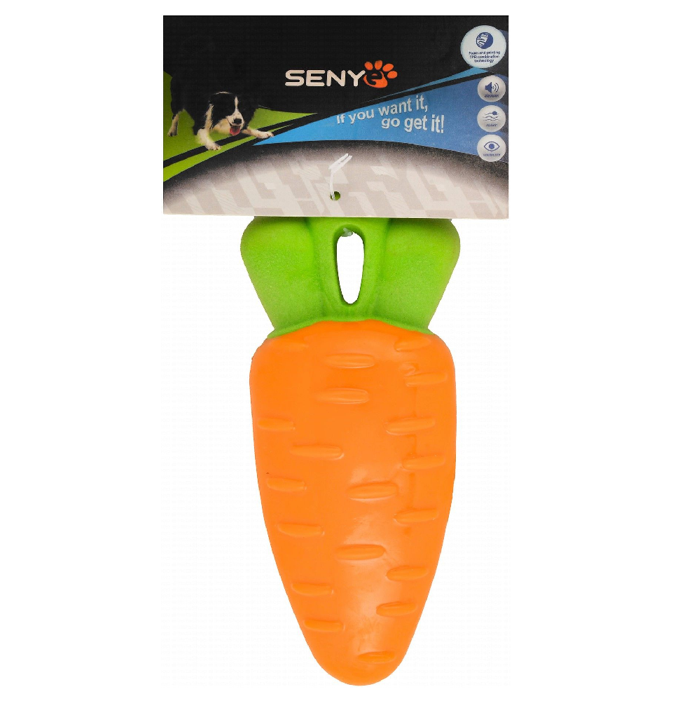 Senye Orange and Green Carrot Shaped Squeaky Dog Toy Ziggy Pupps