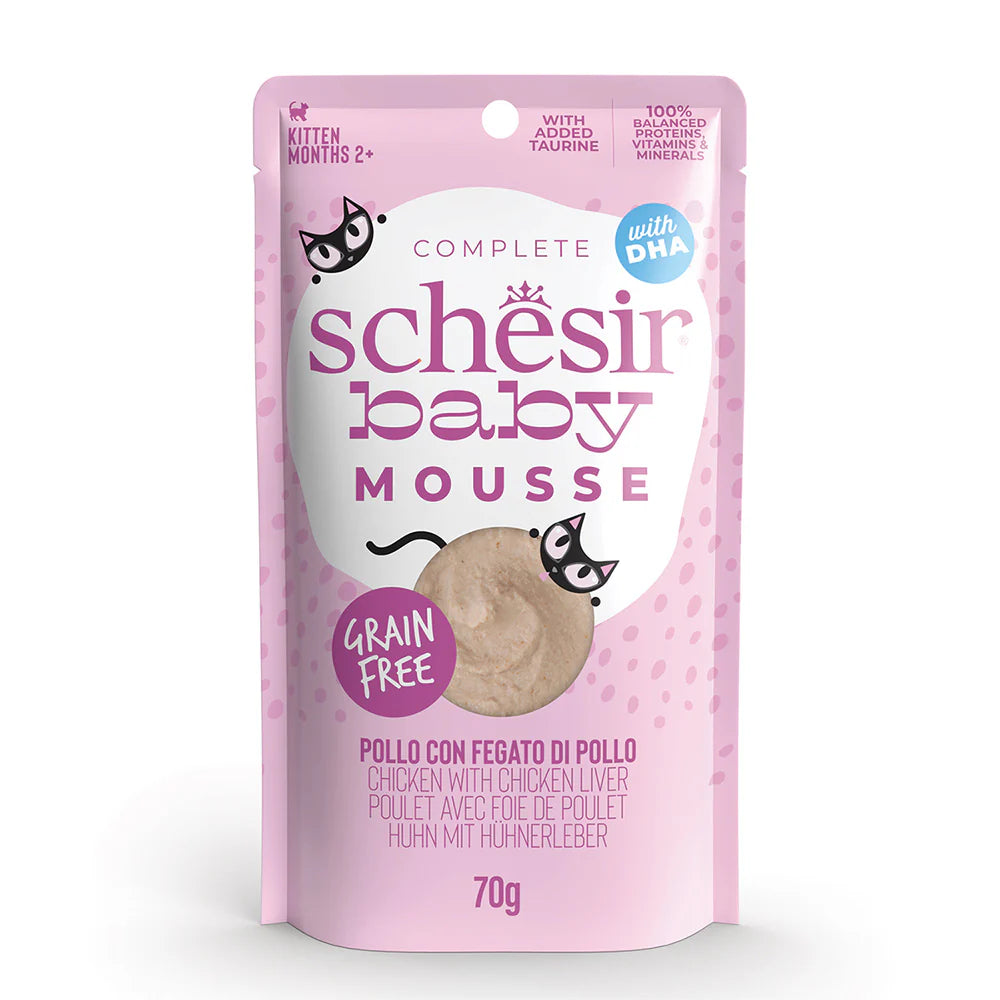Schesir Baby Mousse Wet Food with Chicken, Liver and DHA for Kittens 70 gr