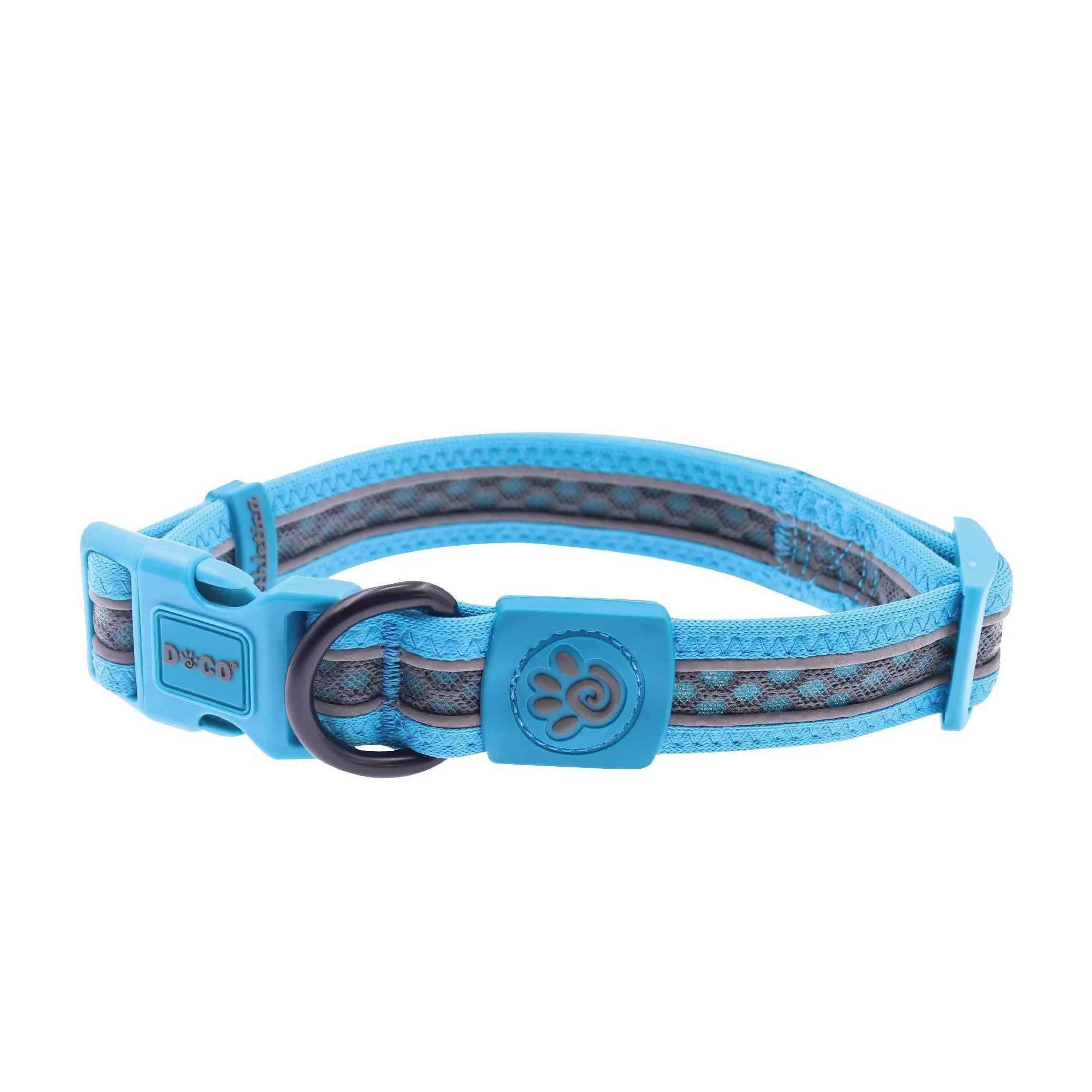 DOCO Large Blue and gray Reflective Mesh Dog Collar 42 to 66 in 3.2 cm