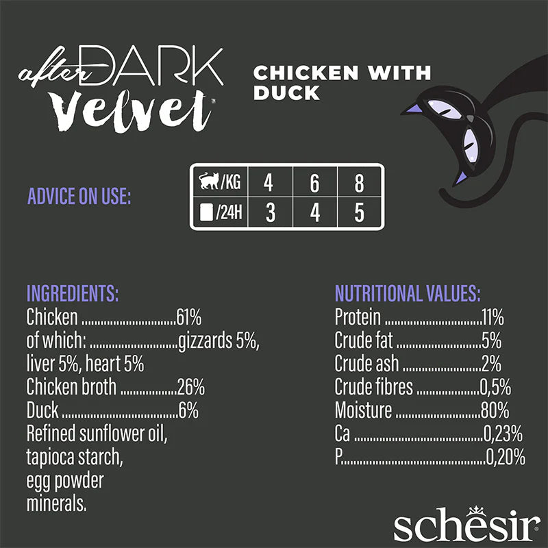 Schesir After Dark Velvet Mousse Wet Food with Chicken and Duck for Adult Cats 80 gr