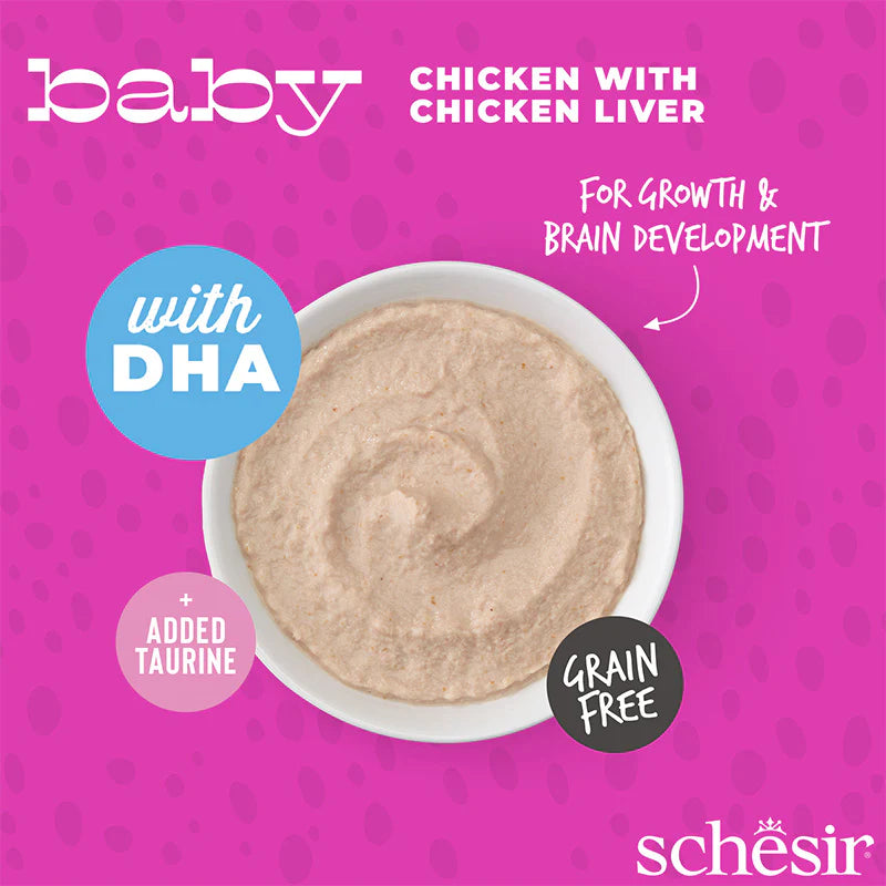 Schesir Baby Mousse Wet Food with Chicken, Liver and DHA for Kittens 70 gr