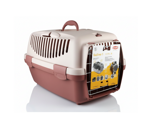 Stefanplast Gulliver 1 Light Pink & Red Carrier Crate 48x32x31cm for Pets 5-6kg 1 pcs