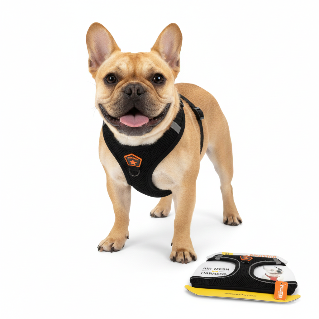 Pawstar Medium Black Air Mesh Dog Harness Neck 32-34cm & Waist 44-48cm