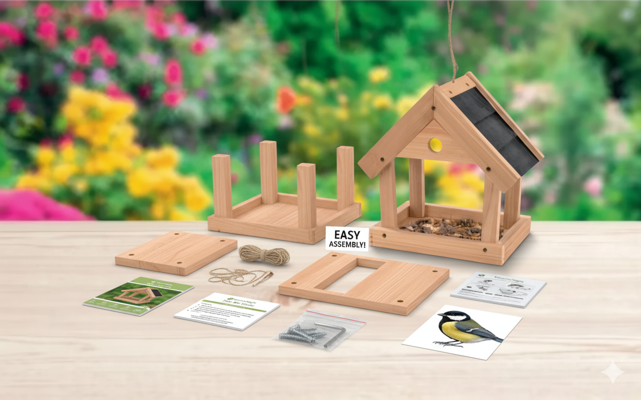 Crelando wooden hanging bird feeder diy