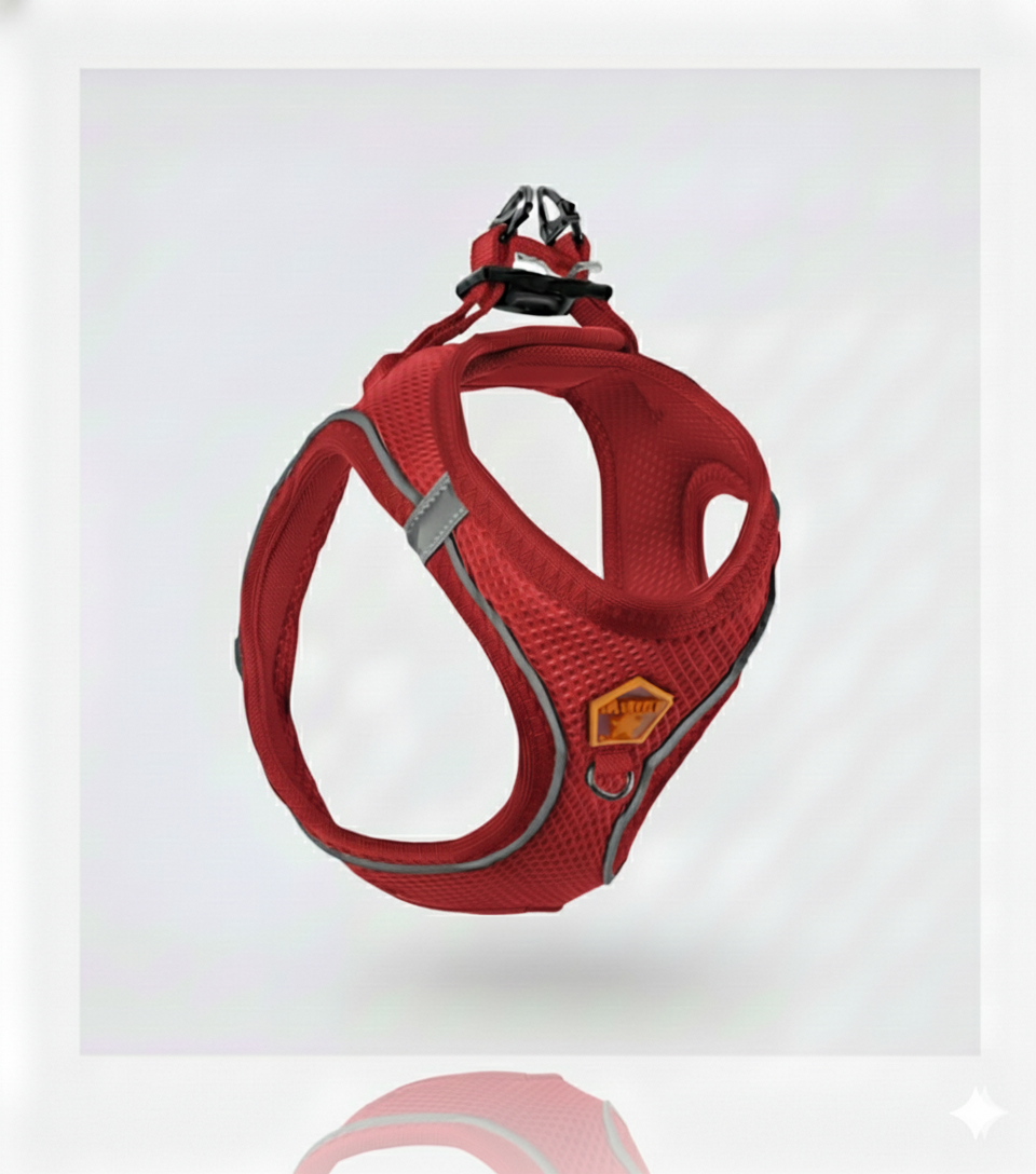 Pawstar 3XS Red Air Mesh Dog Harness Neck 20-24cm And Waist 24 - 28 cm