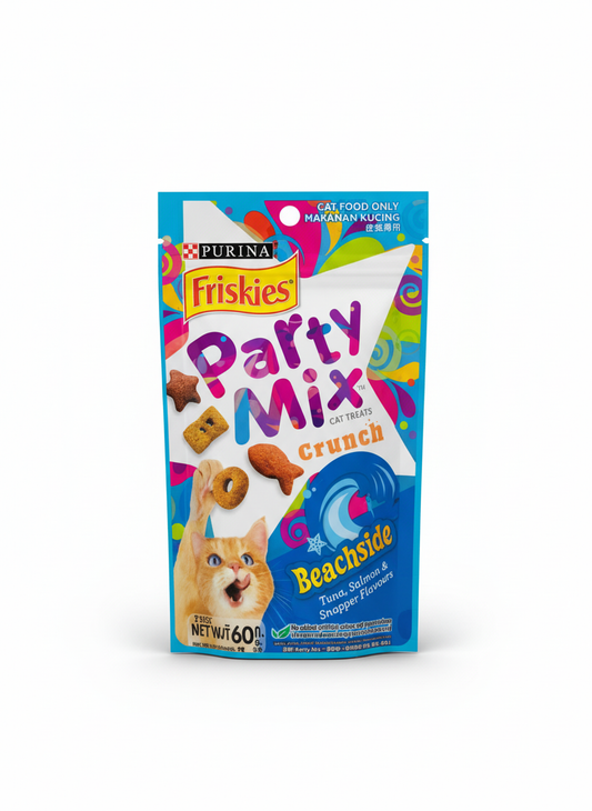Purina friskies party mix crunch beachside tuna for salmon and snapper flavours 60 g