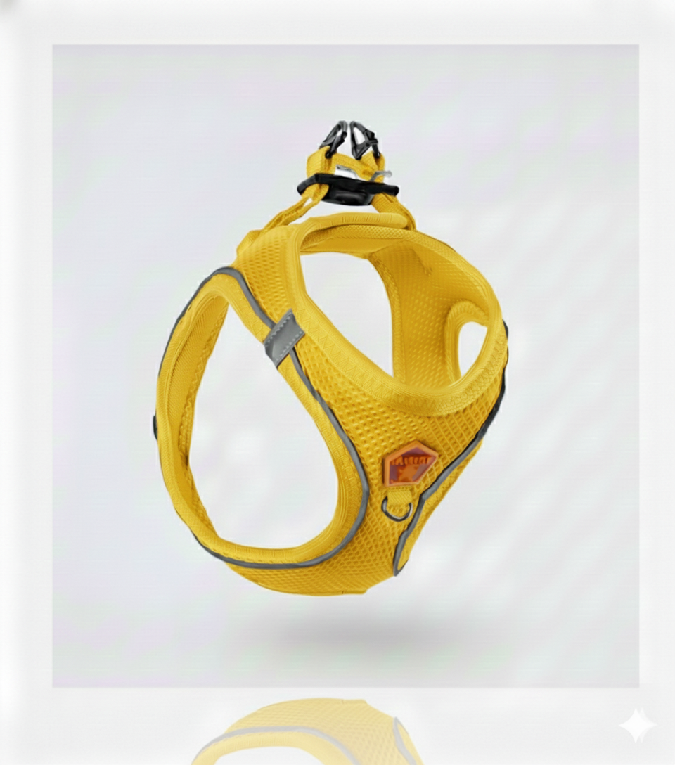 Pawstar Large Yellow Air Mesh Dog Harness Neck 42-54 cm And Waist 48 - 54 cm