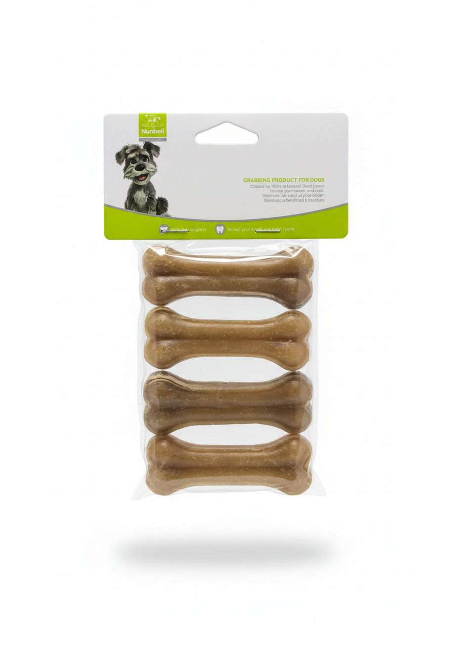 Nunbell Rubber Bones Chew Toy 4 Pc 3 Inch