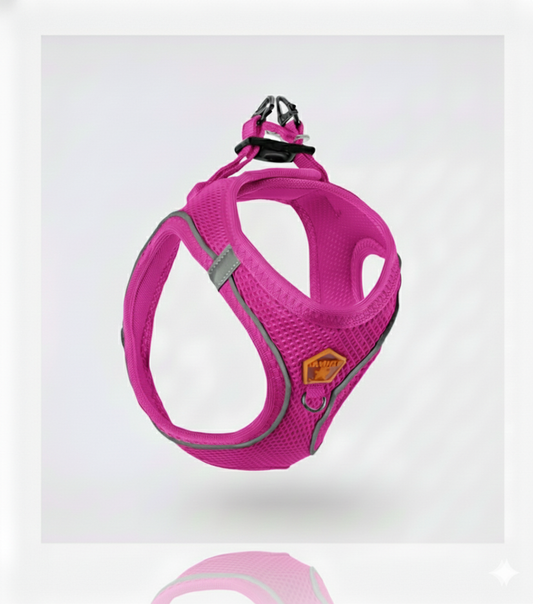 Pawstar Medium Fuchsia Air Mesh Dog Harness Neck 32-34cm And Waist 44-48cm