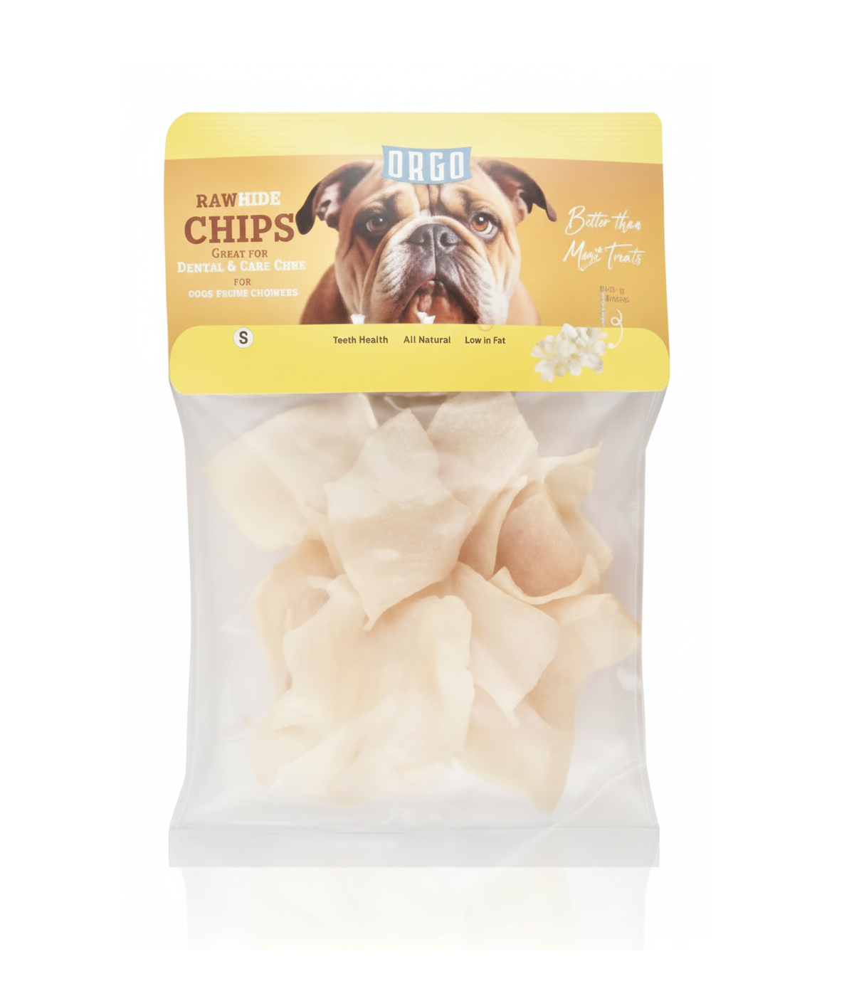 Orgo Small Chip Shaped Rawhide Dog Chew Treats 16 per pack