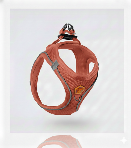 Pawstar Medium Terrcotta Air Mesh Dog Harness Neck 32-34cm And Waist 44-48cm