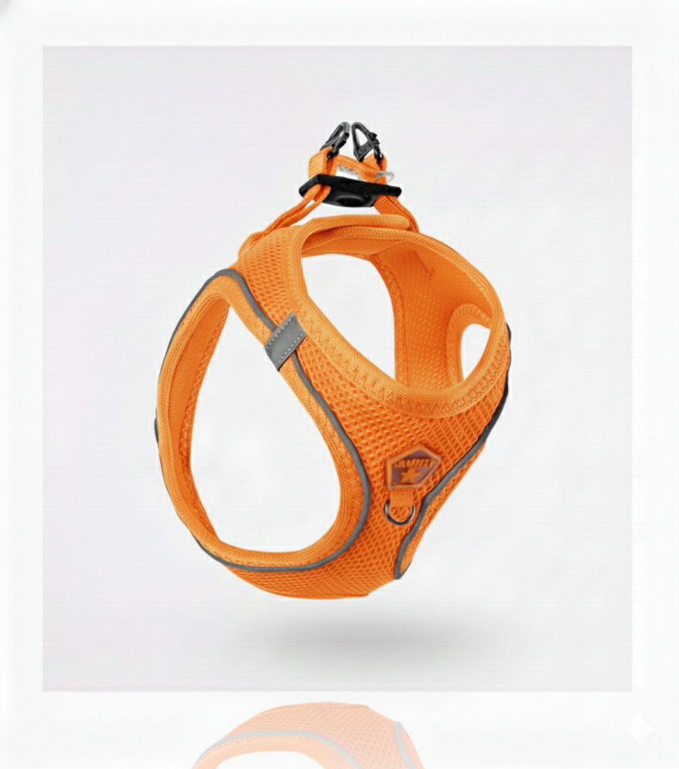 Pawstar 2XS Orange Air Mesh Dog Harness Neck 24-28 cm And Waist 28 - 32 cm