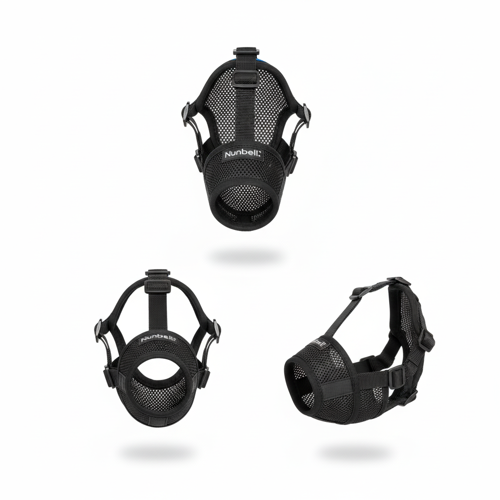 Nunbell Adjustable Dog Muzzle Size 3 Neck 16 to 35 Cm Front Mouth 14 Cm Back Mouth 20Cm