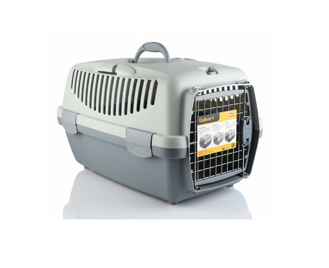 Stefanplast Gulliver 1 Light Gray & Blue Carrier Crate 48x32x31cm for Pets 5-6kg 1 pcs