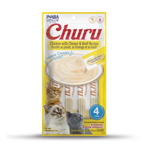 Inaba Churu Creamy Chicken, Cheese and Beef Cat Treats 4 in 14 gr