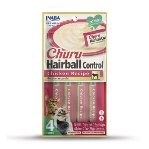 Inaba Churu Hairball Control Cat Treats Paste with Chicken 4 in 14 gr