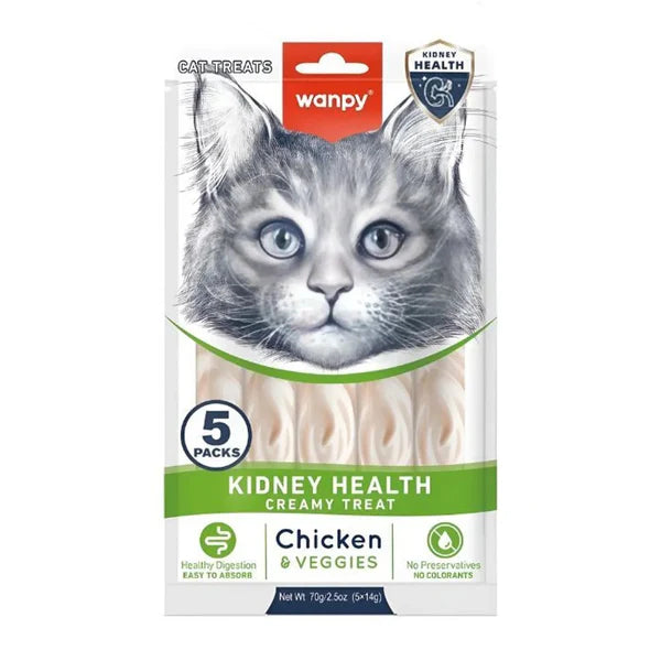 Wanpy Kidney Care Creamy Cat Treats with Chicken and Veggies 5 pcs