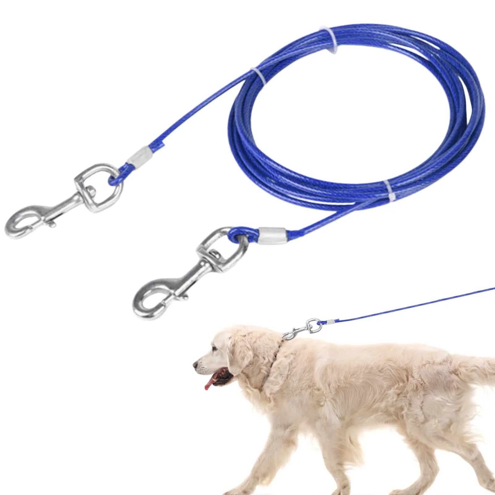 Fdit Dog Leash Rope Heavy Duty Chew-Proof Long Steel Wire Pet Safety Cable Rope 5mm 5m