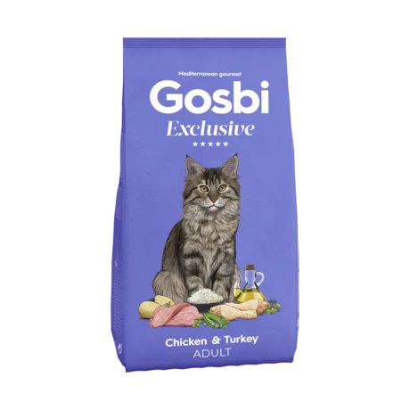 Gosbi Exclusive Dry Food with Chicken and Turkey for Adult 1.5KG FREE WITH EVERY 6 KG