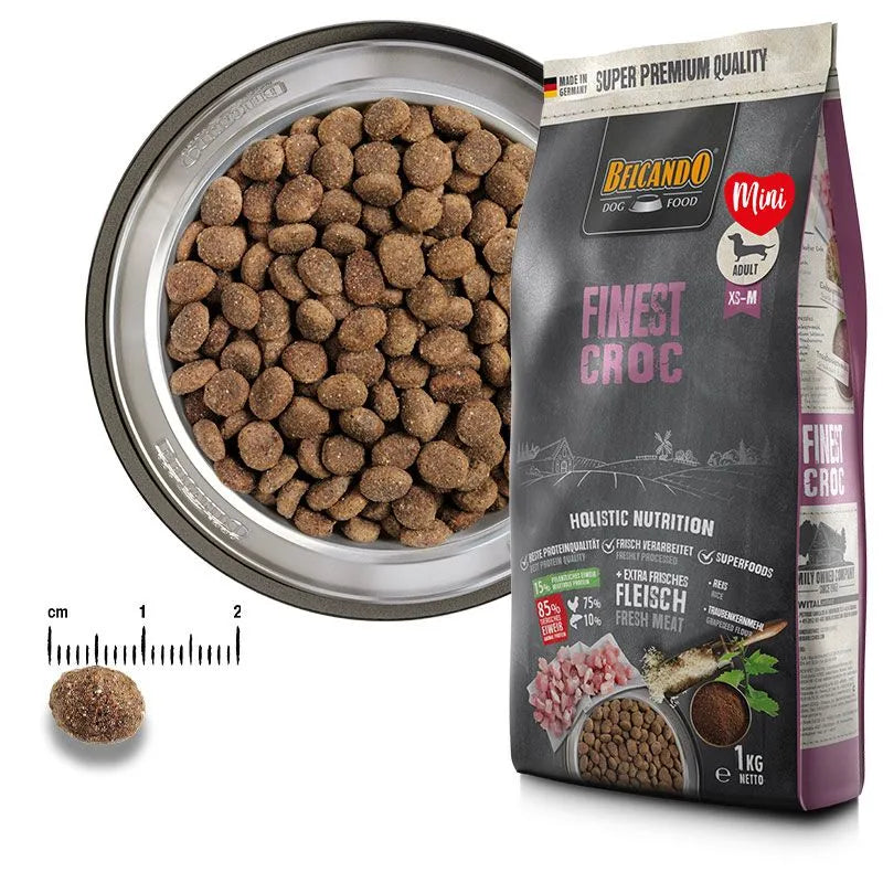 طعام جاف Belcando Finest Croc مع بطة للكلاب البالغة من سلالات XS إلى متوسطة الحجم، 12.5 كجم