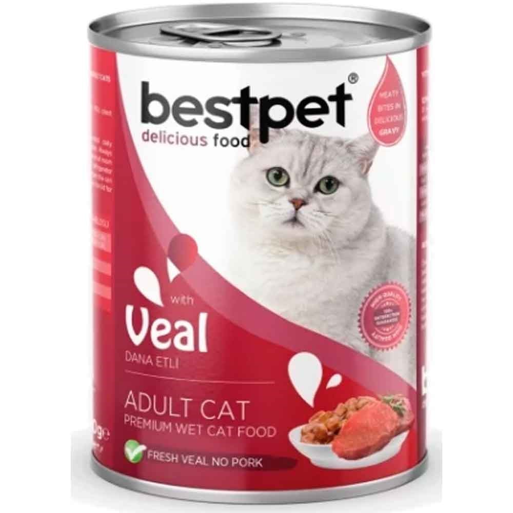 طعام رطب من BestPet للقطط البالغة مع لحم العجل 400 جرام