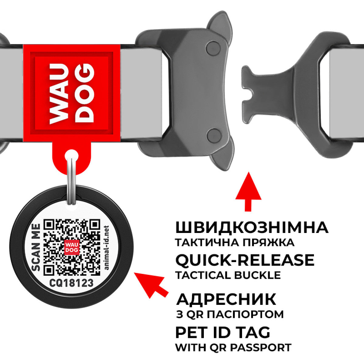 WauDog L Nylon dog collar Superman Print 31 to 49 in 2.5 cm