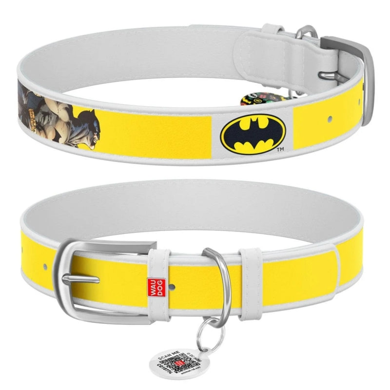 WAUDOG L Design Batman dog collar with QR passport 37 to 48 in 2.5 cm Ziggy Pupps