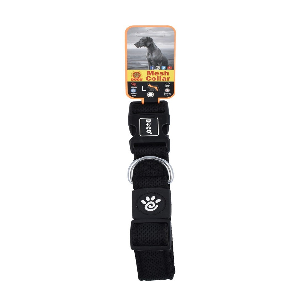 DOCO Large Black Mesh Dog Collar 46 to 66 in 3.2cm