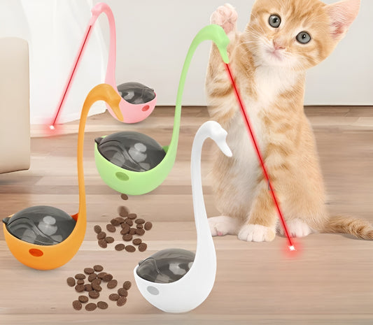 Treat dispenser with laser toy for cats