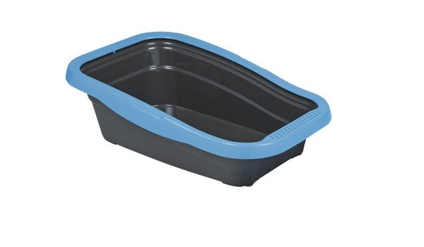 MPS2 Nella Black And Blue Cat Litter Tray with Rim 58x37.5x18cm