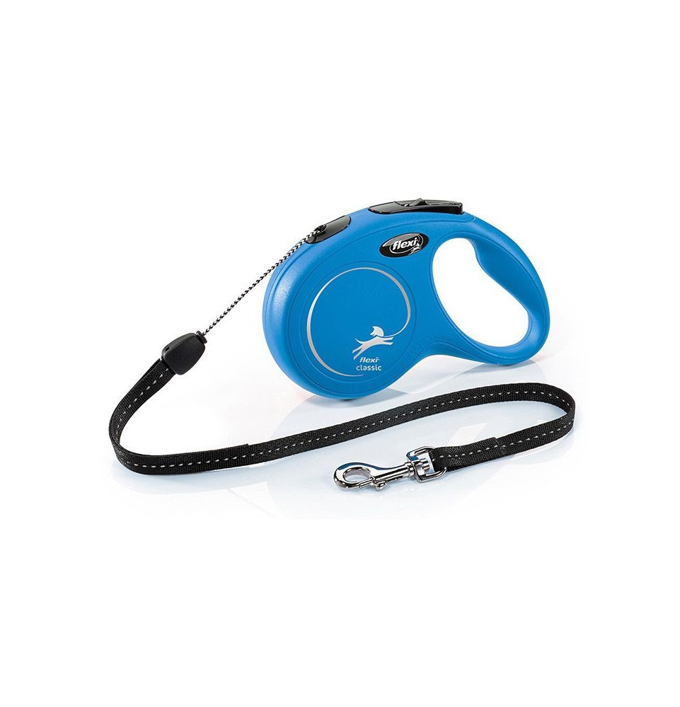Flexi Classic Medium Blue 5m Retractable Tape Leash for Dogs Up to 25kg